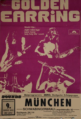 Golden Earring show poster March 09 1972 München (Germany)